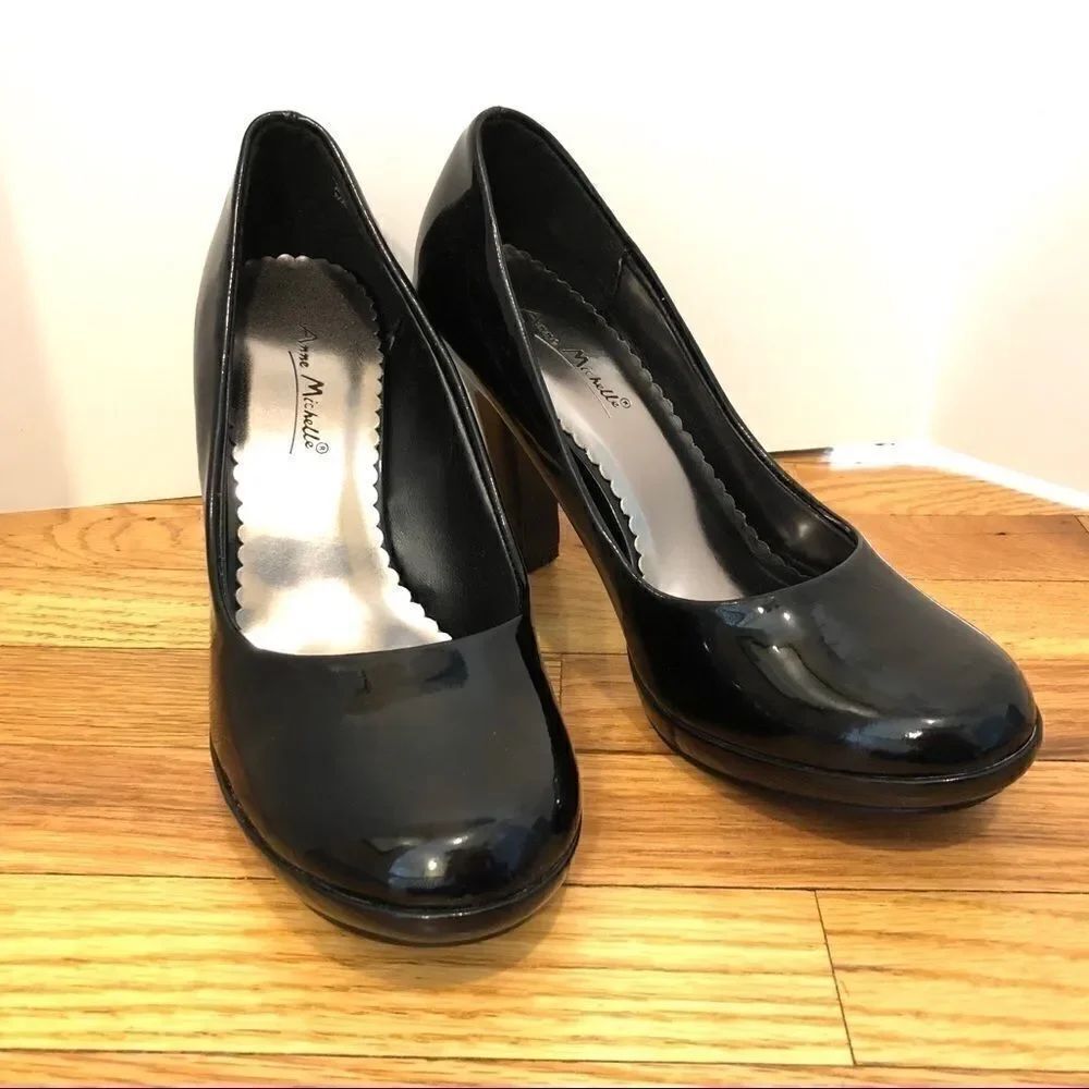 Black patent leather shiny platform heels shoes 9 NEW NIB NWT rockabilly pinup